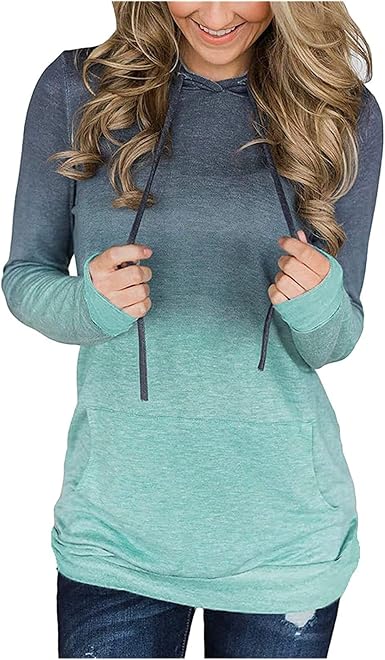 Amazon.com: Sudadera con capucha de manga larga para mujer, elegante, de  color degradado, con bolsillo grande, estilo vintage : Ropa, Zapatos y  Joyería