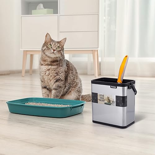 Miniatura 6 de Soporte universal para cuchara de arena para gatos, de acero inoxidable, pequeño, portátil, contenedor de basura.