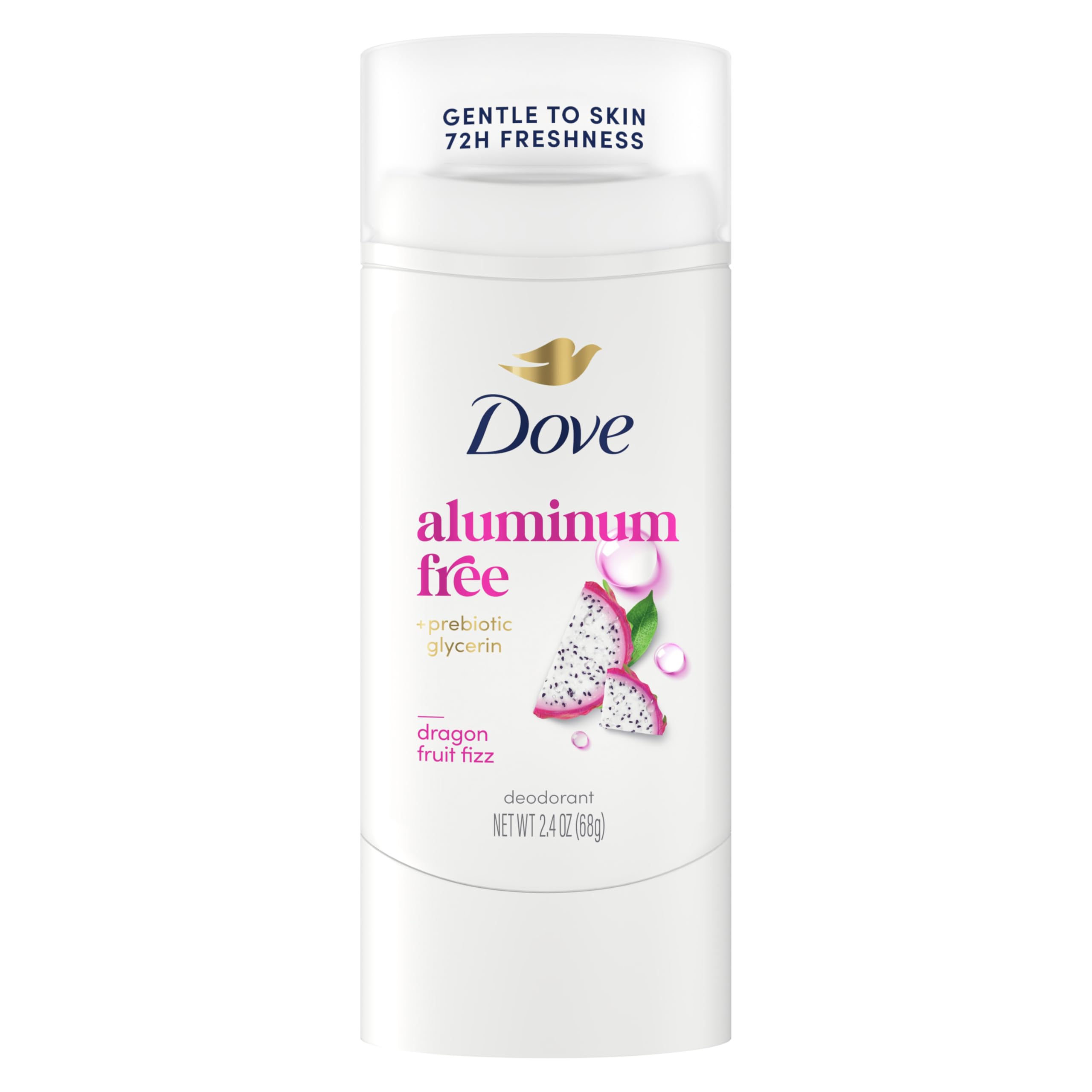Dove Deodorant Stick Dragon Fruit Fizz Aluminum Free 2.4 oz | For everyday wear, Helps stop odor & stay fresh, With prebiotic glycerin, Dragon Fruit Fizz