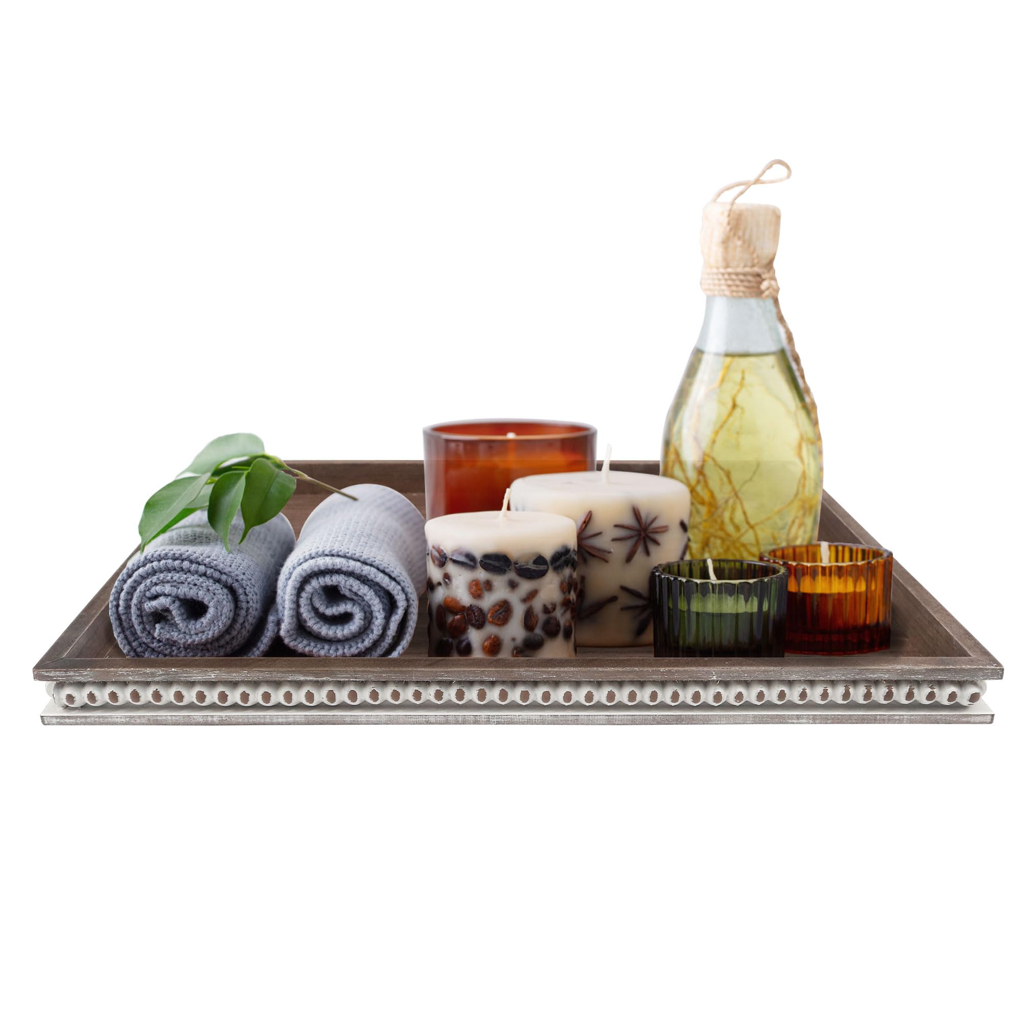 Hodeframe Wooden Serving Tray: 12x16 Rectangular Wood Butler Decorative Tray Candle Holder Trays Vintage Centerpiece Farmhouse Ottoman Tray for Decor Countertop Home Decor for Coffee Table