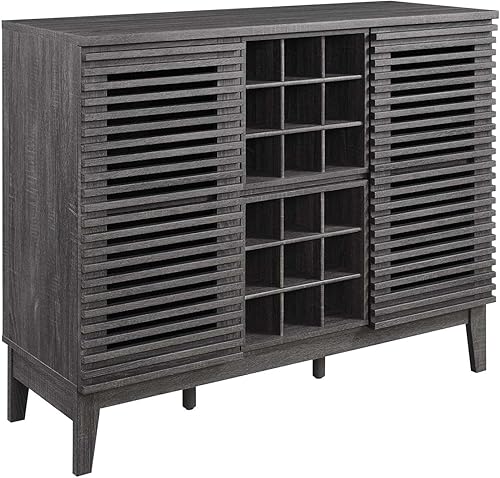 Modway Render Mid-Century - Armario moderno para bar de vinos, color carbón, 17 x 46 x 37 pulgadas