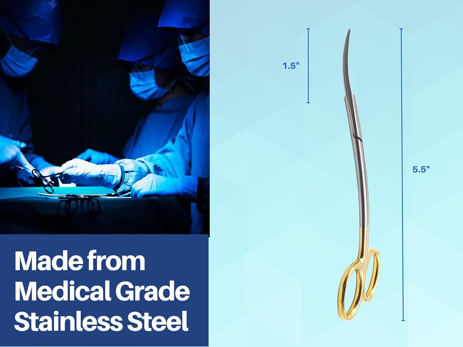 LaGrange Double Curved Tungsten Carbide Inserts Gold Plated Handle Scissors 5.5 Inch | Dental ENT Eye Derma Embroidery Applique for Machine Embroidery & Fabric Stitches (Pack of 2)