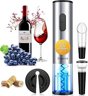 Electric Wine Opener Set, Portable Battery Operated Automatic Wine Bottle Corkscrew with Foil Cutter, Vacuum Seal Stopper and Wine Pourer, Perfect Holiday Gift for Wine Lovers Friends Family