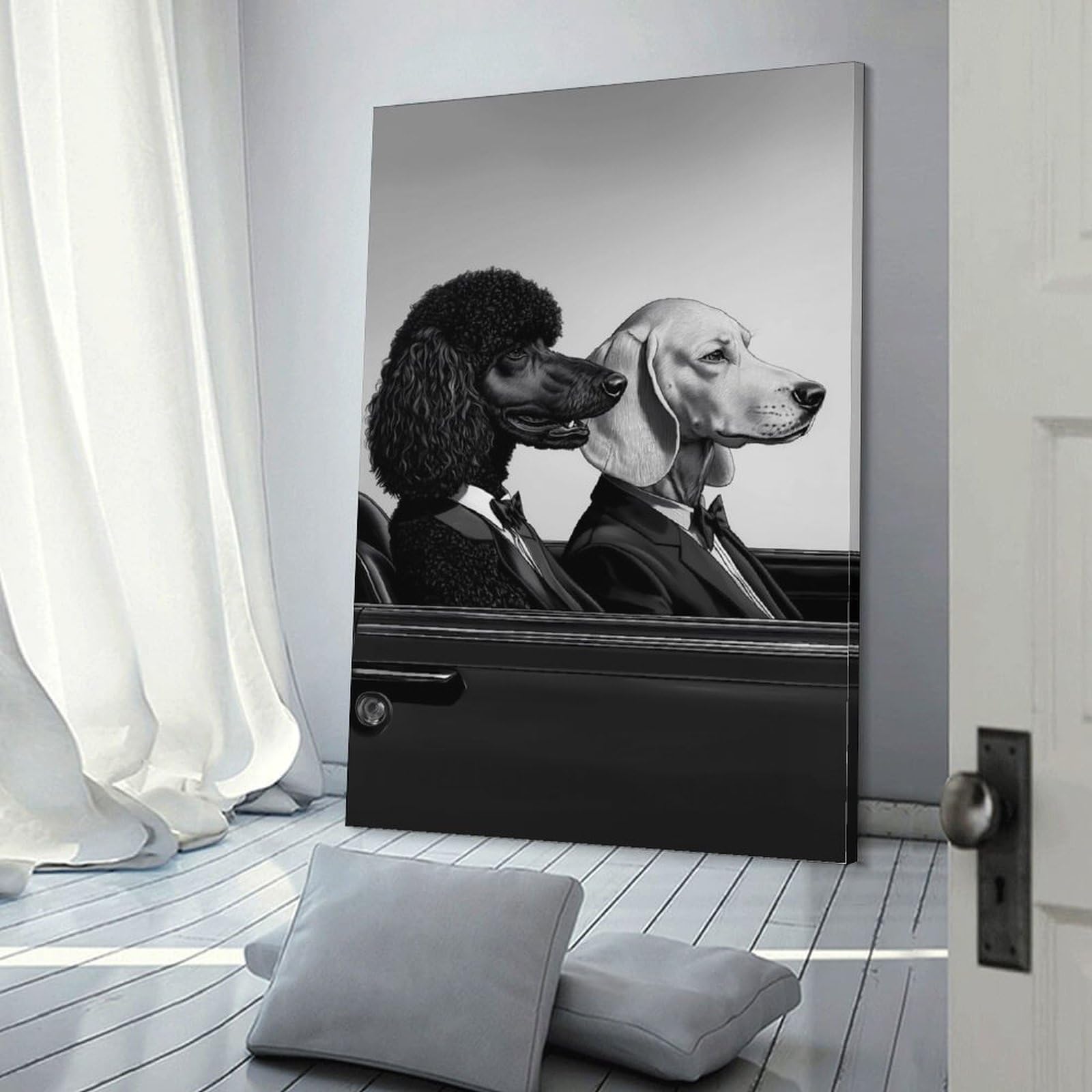 Toile Pop Art Pulp Fiction Chiens 30x45 cm - Tableau Mural Prêt à Accrocher pour Salon
