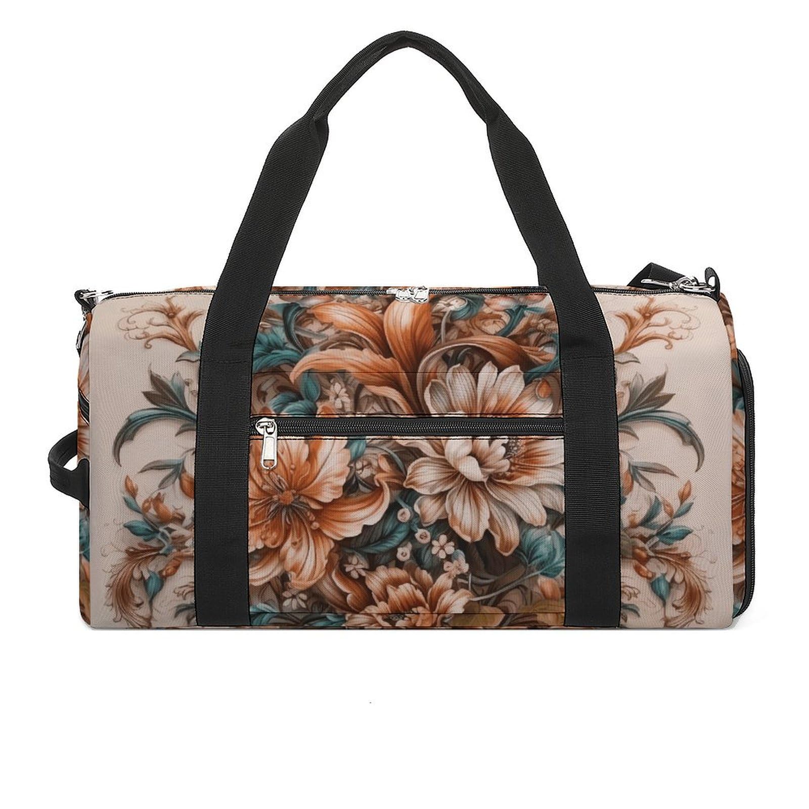 Sporttasche für Damen und Herren, mit Schuh- und Nassfach, Reisetasche, Vintage-Blume, Wochenendtasche, Handgepäcktasche für Schwimmen, Fitness, Workout, Sport, Dufflebag, Stil 5, Einheitsgröße, Stil