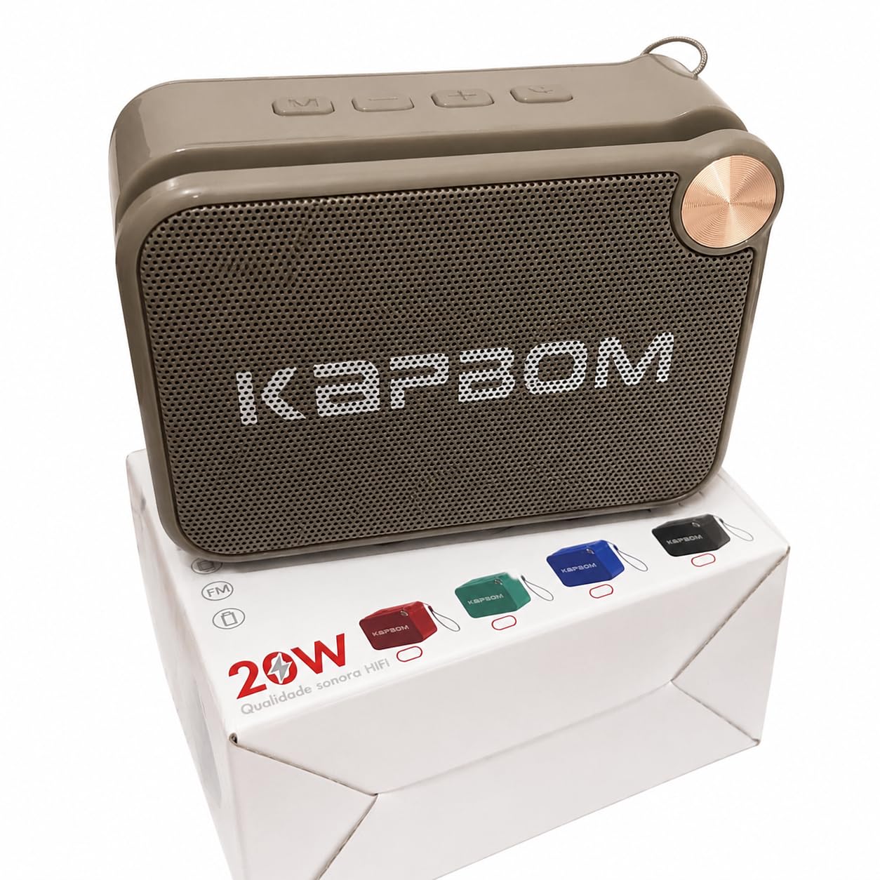Caixa de Som Bluetooth Portátil 20W com Suporte para Celular, Bluetooth 5.3, USB e Cartão