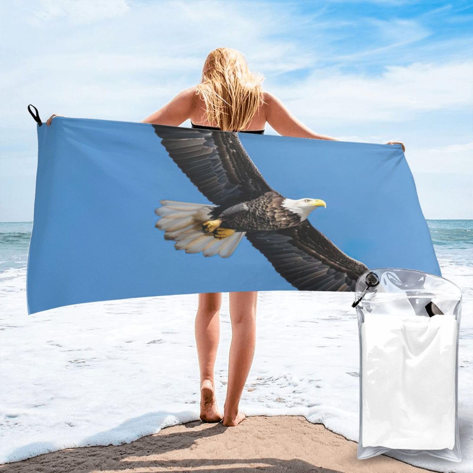 pojknbv Bald Eagle Print Travel Gym Towel For Beach Camping Hiking Yoga Lightweight Reusable Versatility