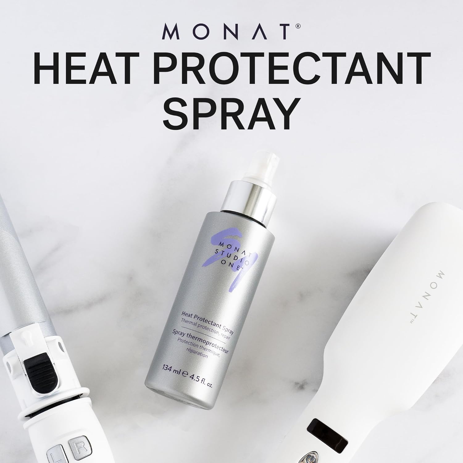 MONAT STUDIO ONE Heat Protectant Spray - 4.5 fl oz | Lightweight, Thermal Shield, Plant Protein & Algae Extract