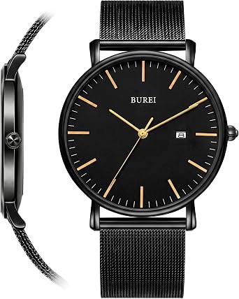 BUREI Ultra Dünne Uhren Herren Analoges Datum Armbanduhr Herren mit Japanisches Quarzwerk Geschenke für Männer