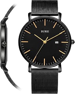 Ultra Dünne Uhren Herren mit Japanischem Quarzwerk – Nur 6,6mm Flache Armbanduhr Herren aus Edelstahl-Mesh, wasserdicht | Minimalistische Herrenuhr für Sport & Freizeit | Geschenk für Männer