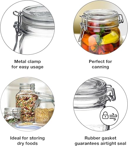 Vista 14 de Bormioli Rocco Fido Mandíbula cuadrada con tapa azul, 33-3/4 onzas, 33.75 onzas, transparente Claro