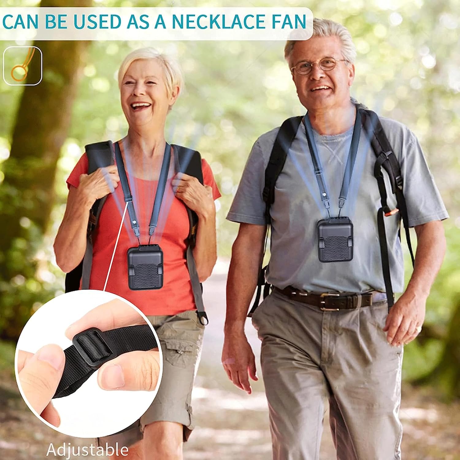 2 in 1 Portable Waist Clip Fan - 8000mAh Battery Operated 16h Long Last USB Rechargeable Personal Belt Fan & 3 Speeds,Hands-Free Necklace Fan,for Working,Climbing,Hiking,Outdoor Activity