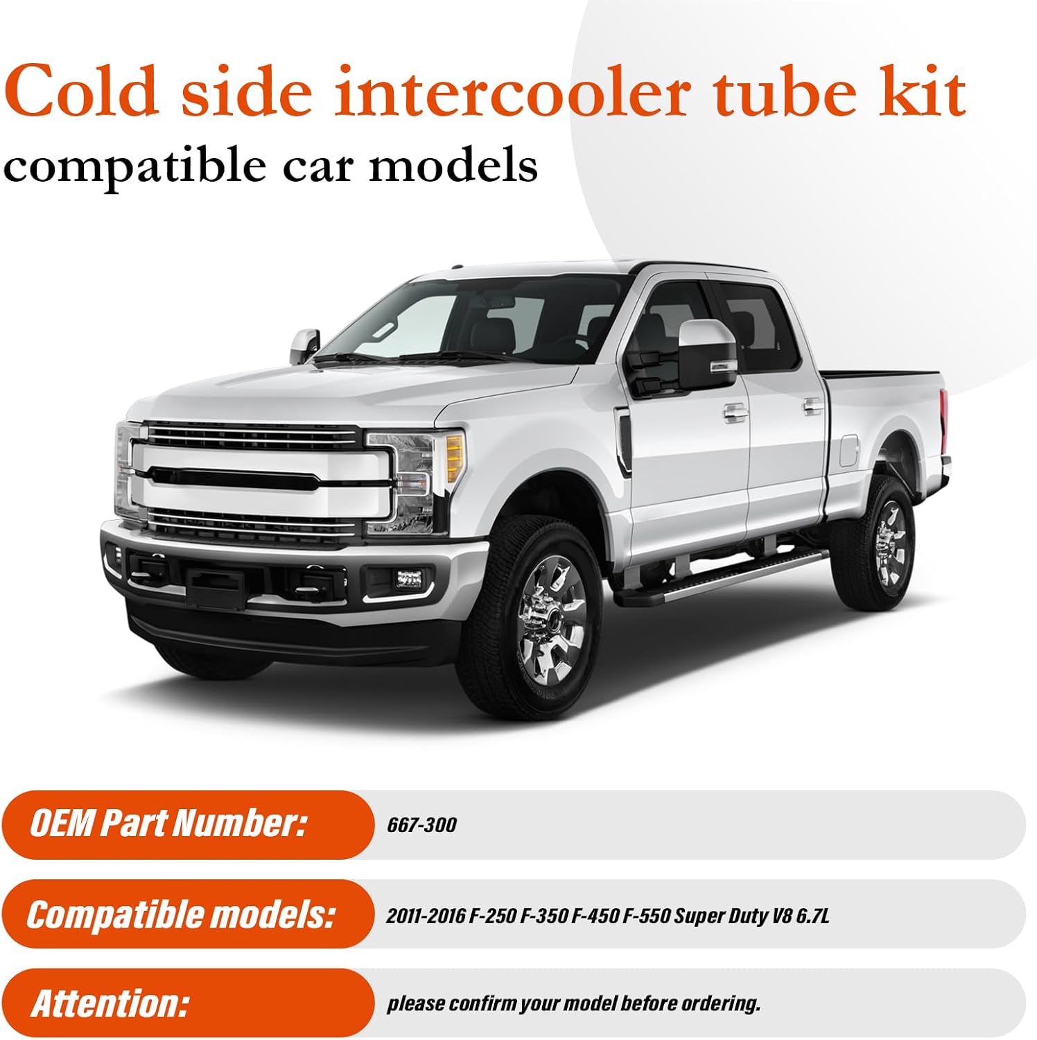 667-300 Cold Side Intercooler Hose Kit for F250 F350 F450 F550 Super Duty 6.7L V8 Diesel 2011 2012 2013 2014 2015 2016 Intercooler Pipe Kit (Black)