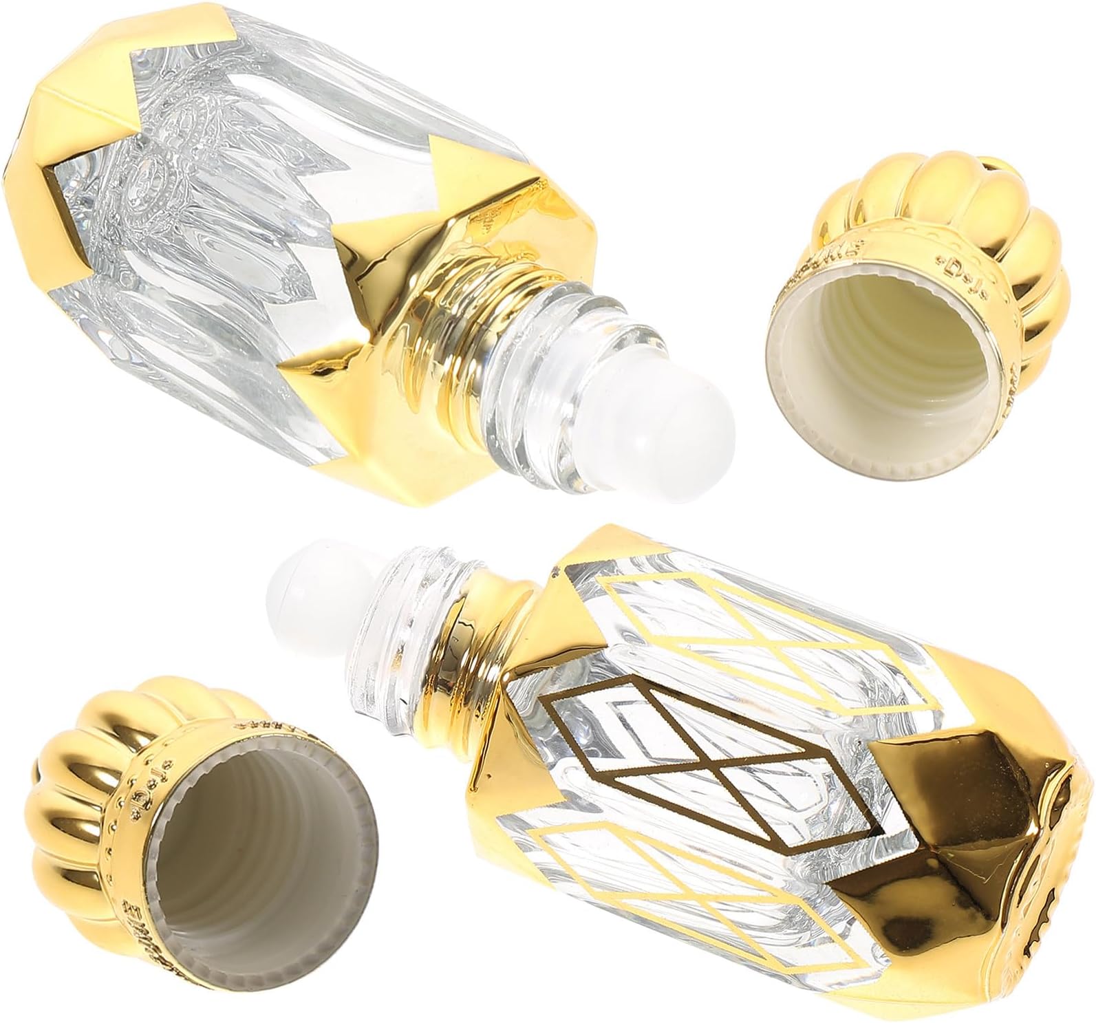 SUPVOX 2pcs 6ml Mini Perfume Glass Bottles with Crown Roller Balls, Refillable Travel Roller Bottles for Essential Oils and Fragrance Dispensing