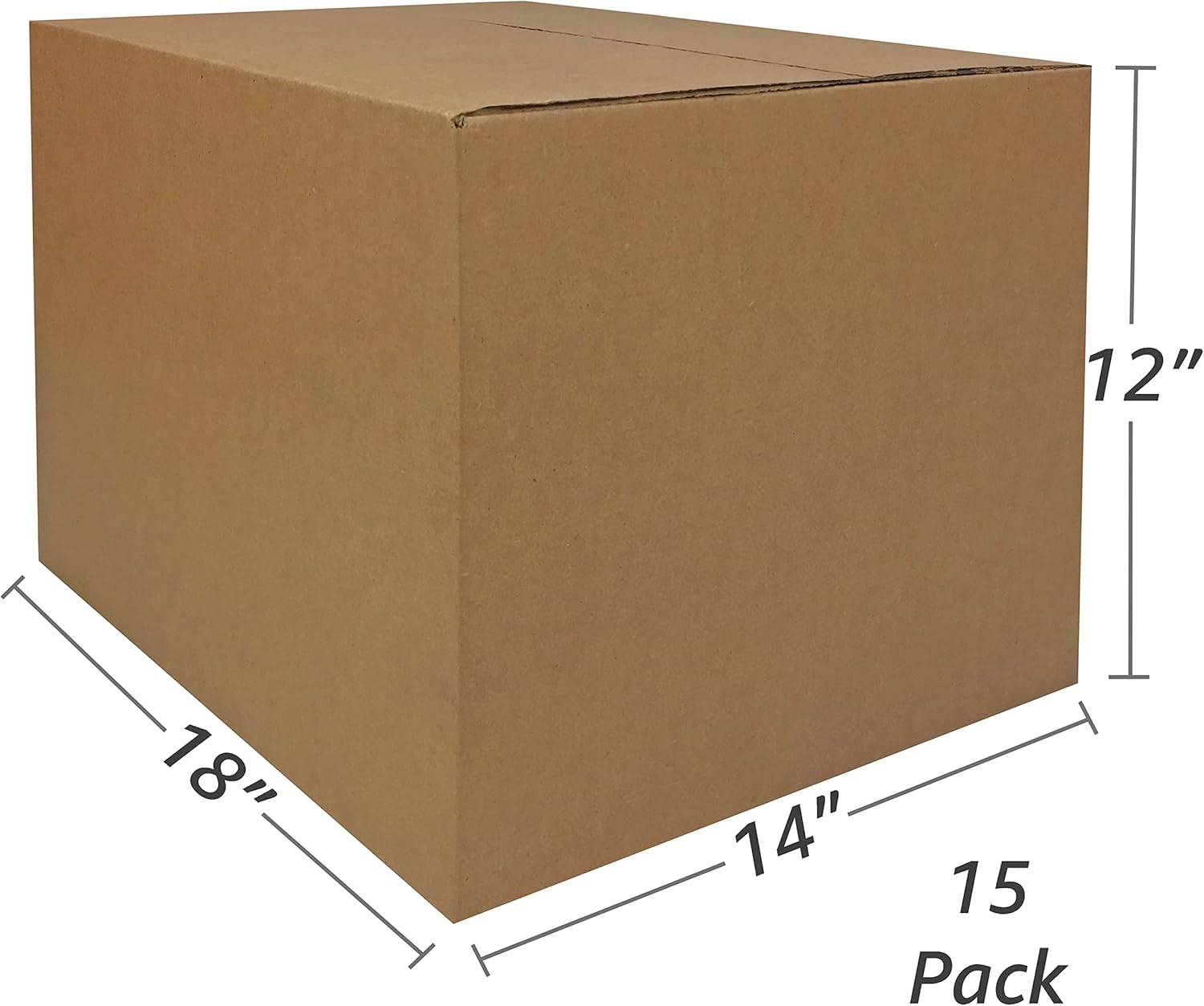 18 x 14 x 12 inch Medium Size Boxes, 15 Pack, Single Wall Corrugated Cardboard Moving & Storage Boxes for Packing, Moving & Storage