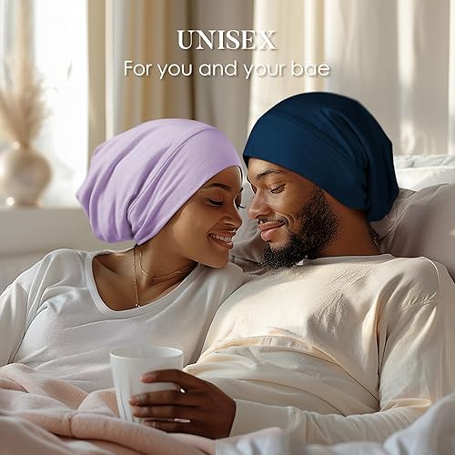 Miniatura 6 de LULUSILK Gorro de dormir 100% con forro de seda de morera, gorro de seda para dormir