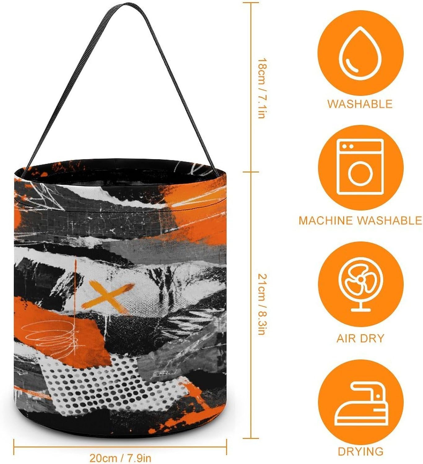 Pure Black Background Halloween Trick Or Treat Bucket Candy Tote Hand‑held Pouch for Cosplay Theme Party Gift Storage image 2