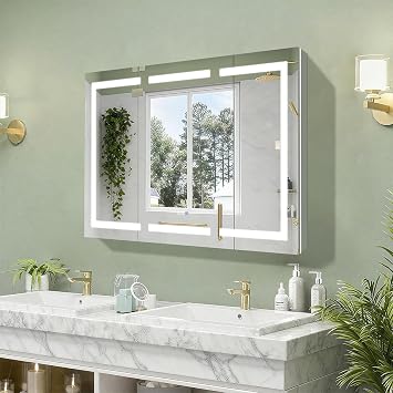 54x36 Inch LED Smart Medicine Cabinet with Lights, DTC Soft-Close Hinges | Anti-Fog Mirror with Magnifier, GFCI High-Power Outlet & Dimmable Sensor Lighting