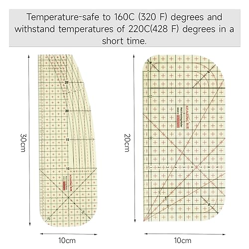 Miniatura 2 de Regla métrica de dobladillo caliente para costura, patentada, resistente al calor, antideslizante, regla de planchado en caliente para medir,