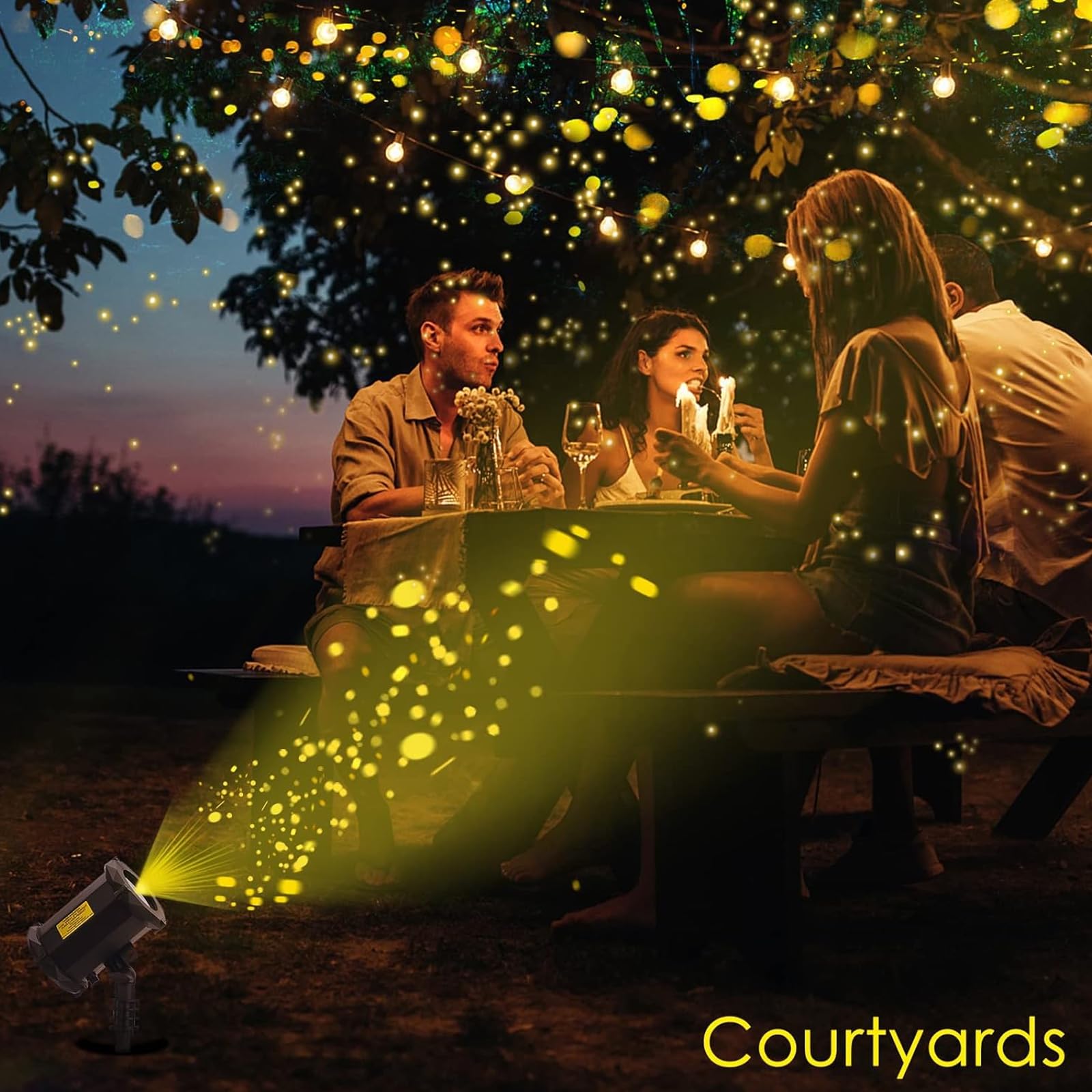 Proiettore Luce da Giardino Firefly, Luce Natalizia da Esterno RGB con Telecomando, IP65 Impermeabile, Effetto Stelle in Movimento per Giardino, Patio, Feste e Decorazioni Festive