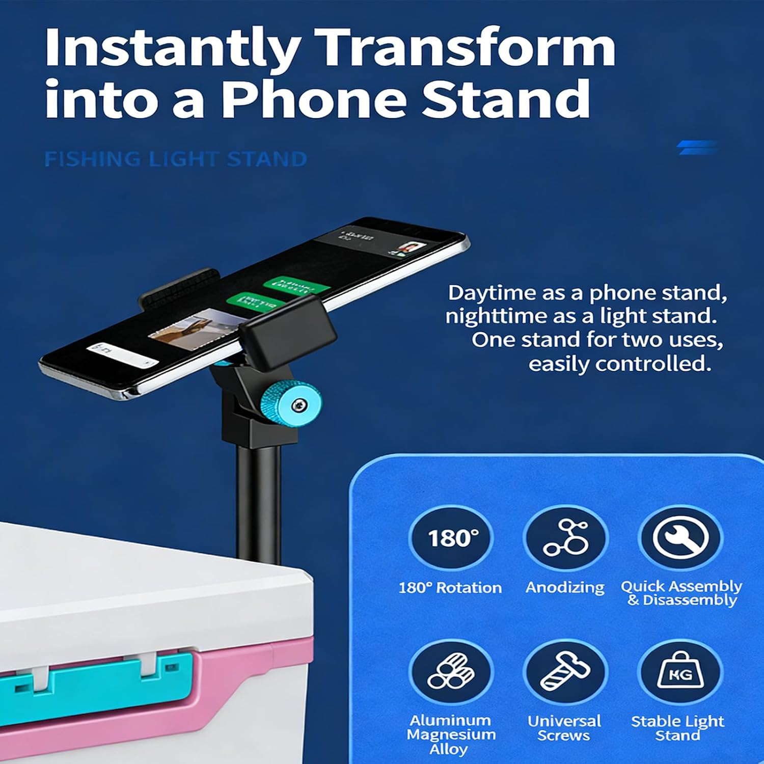 Aluminum Alloy Fishing Light Holder Accessory Mount Stand for Cameras and Phones with Antislip Design Bracket