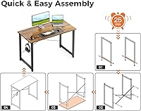 Vista 5 de Casaottima Escritorio de computadora pequeño de 40 pulgadas para oficina en casa, mesa de estudio para espacios pequeños, escritorio simple