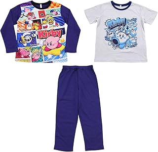 Sponsored Ad - Bandai Kirby Pajamas Set, Boys 2 Top Pajamas, Long Sleeve, Long Pants, Short Sleeve, Top and Bottom Set, Ki...