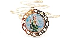 Vista 20 de SIFRIMANIA Cadena de medalla religiosa católica chapada en oro para niños y mujeres