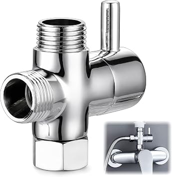 Three-Way Shower Diverters Valves, Solid Brass Shower Diverter Valve, Three-Way Diverter Valve Replacement with Rubber Seal Ring, for Showers, Kitchen or Washbasin Tap Diverters,