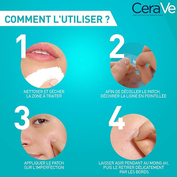 CeraVe - Patch Bouton Anti-Imperfections - Invisibles - Résultats En 3H - Réduit L'Excès De Sébum - Technologie Hydrocolloïde - Bord Fin, Meilleure Tenue - 2 Tailles (10 & 12mm) - Pimple Patch x22 - 4