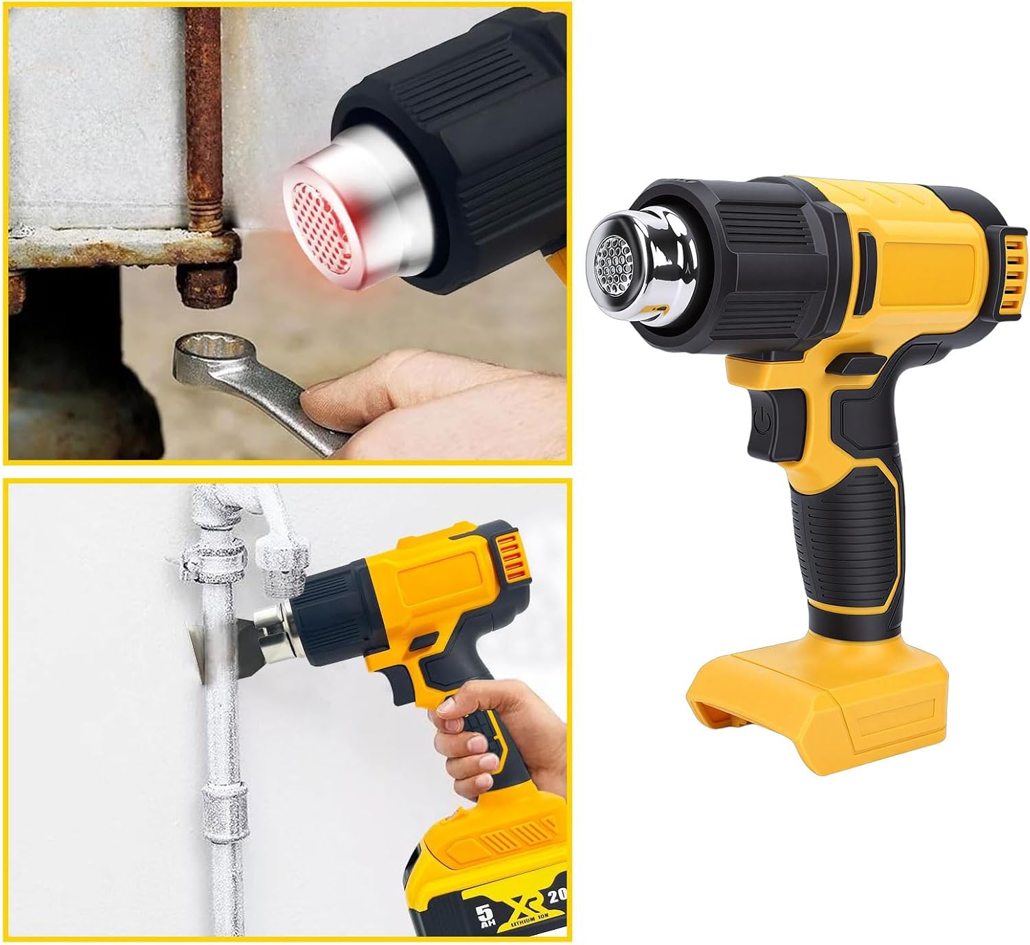 Fafeicy Cordless Heat Gun with Digital LCD Display 122 to Fahrenheit Adjustable Temperature and Airflow for Crafts Shrink Wrapping Paint Removal