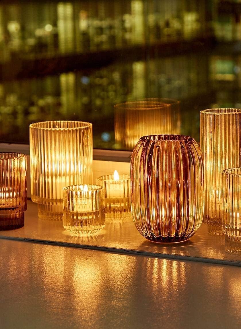 Serene Spaces Living Clear Optical Glass Votive Holder, Perfect for Weddings and Home Décor, Measures 5" Tall and 3.5" Diameter