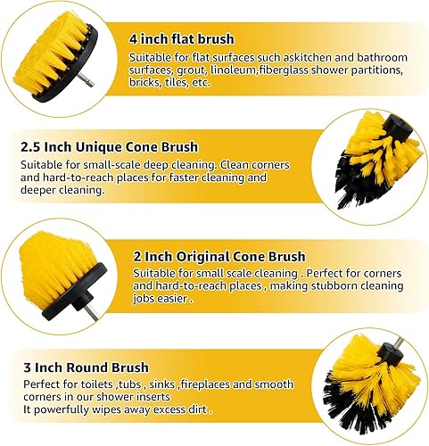 Miniatura 5 de Juego de 6 cepillos de taladro, cepillo de limpieza eléctrica, kit de cepillo multiusos para limpieza eléctrica, con azulejos de nailon de conexión