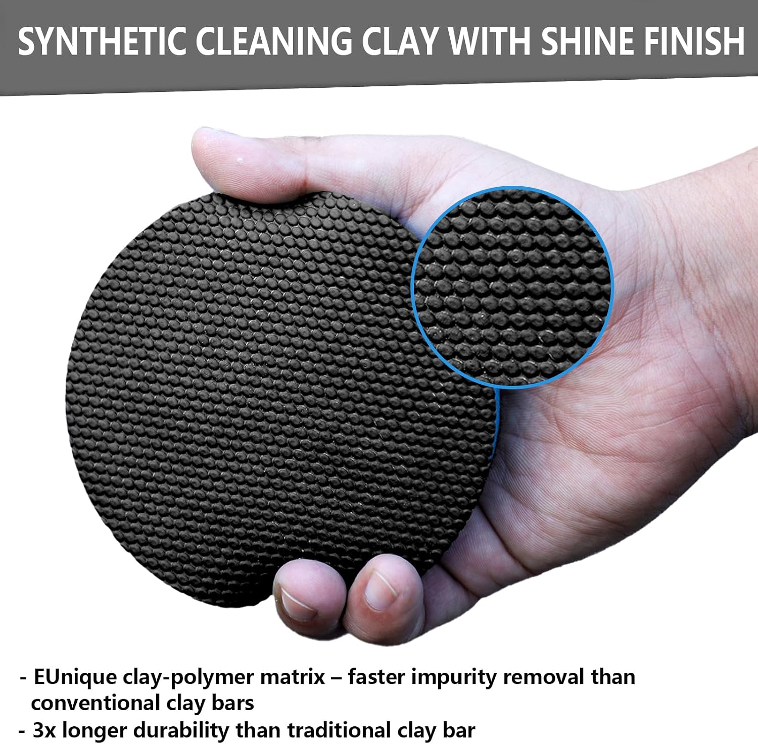 5" Clay Bar Pad | Synthetic Clay Disc Kit with Hand-Strap Applicator | Fine Grade Magic Clay Scrubber Pad for Car Detailing, Cleaning, Polishing, Paint Correction, and Deep Gloss Finish