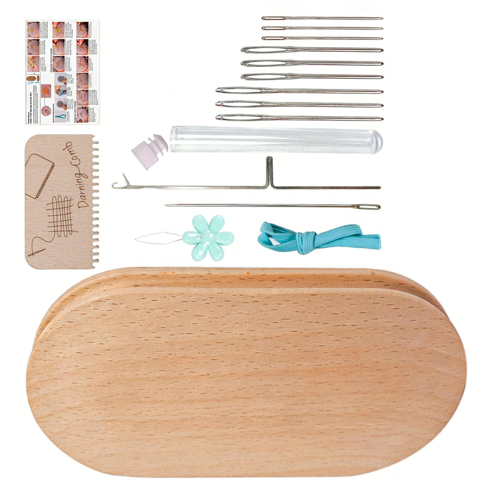 Multipurpose Darning Set Elliptical Wood for Mending Sweaters Scarves Hats Wood Sew