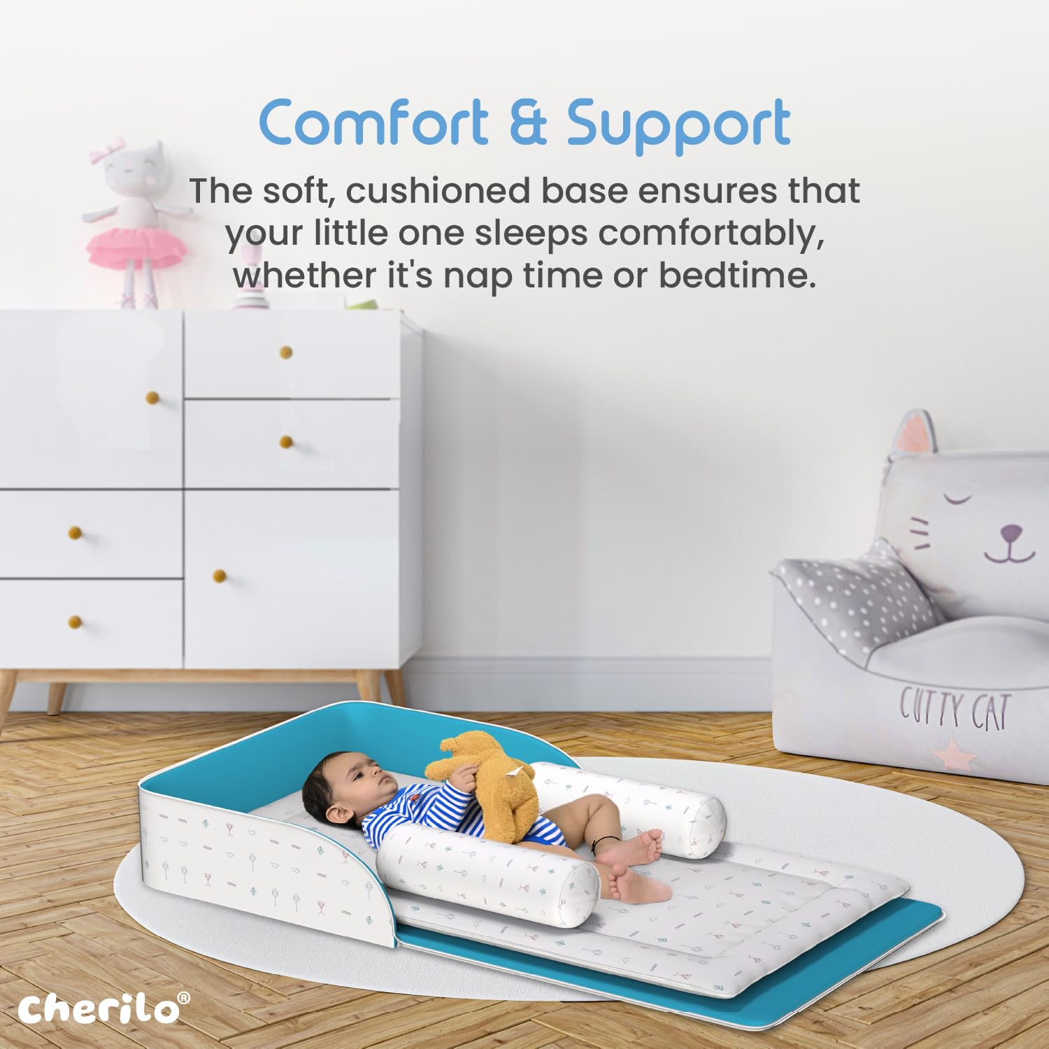 Cherilo Baby Bed for 0 to 2 Years, Portable Baby Sleeping Bag for New Born, Baby Nest, Infant Baby Bedding Set for New Born, Carry Nestfor Kids, Age 0+ Months, (White Abstract) - Image 4 thumbnail