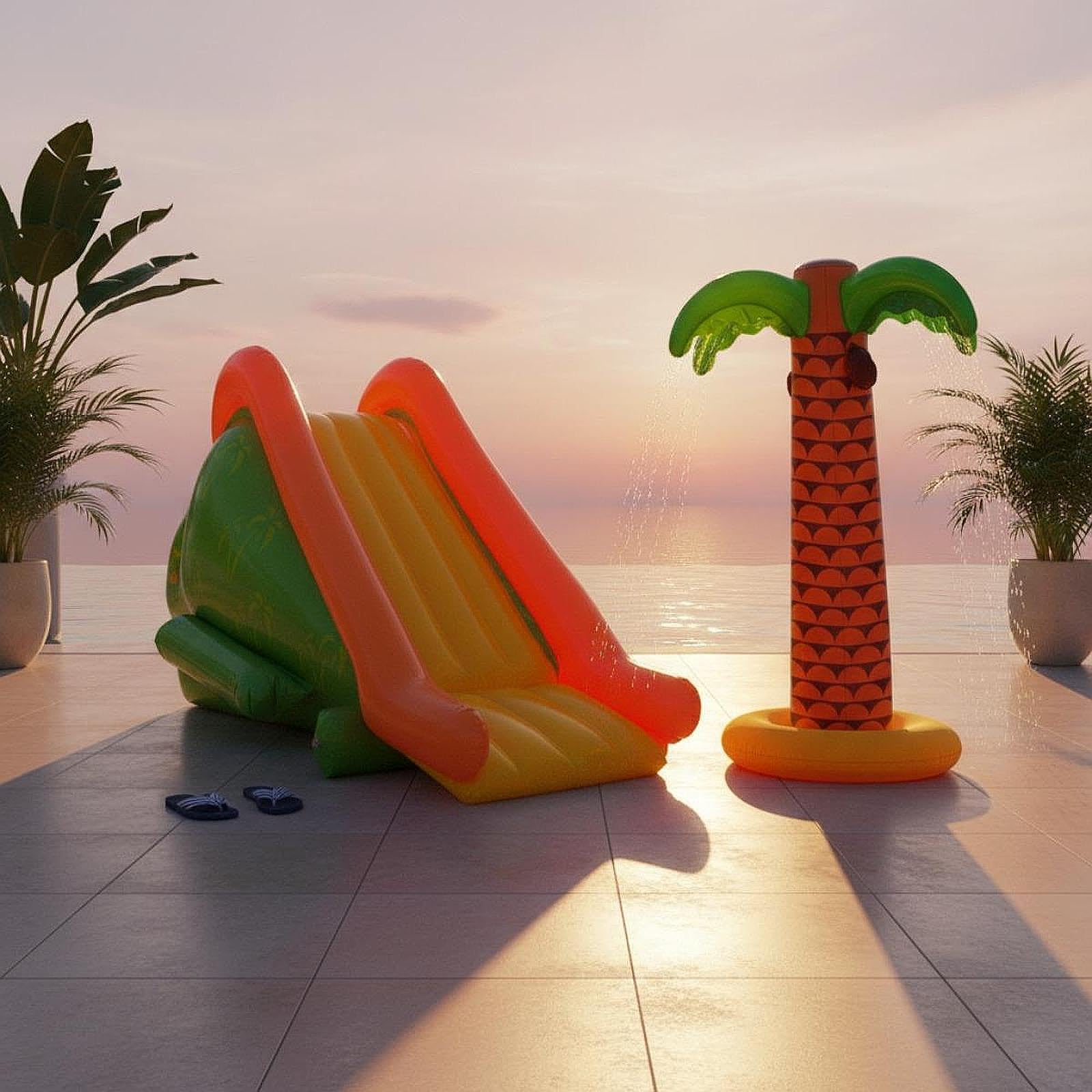 Scivolo Gonfiabile per Piscina, Gonfiaggio E Sgonfiaggio Facili E Veloci, Gradino Largo, Potente Scivolo Acquatico, Gioco per Parco Giochi