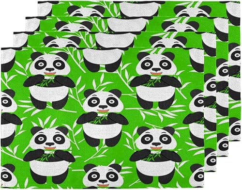 Pandas Lovely Placemats Set of 4 Table Mats Washable Placemat Waterproof Place Mats for Party Home Dining Table Decor 18x12 in