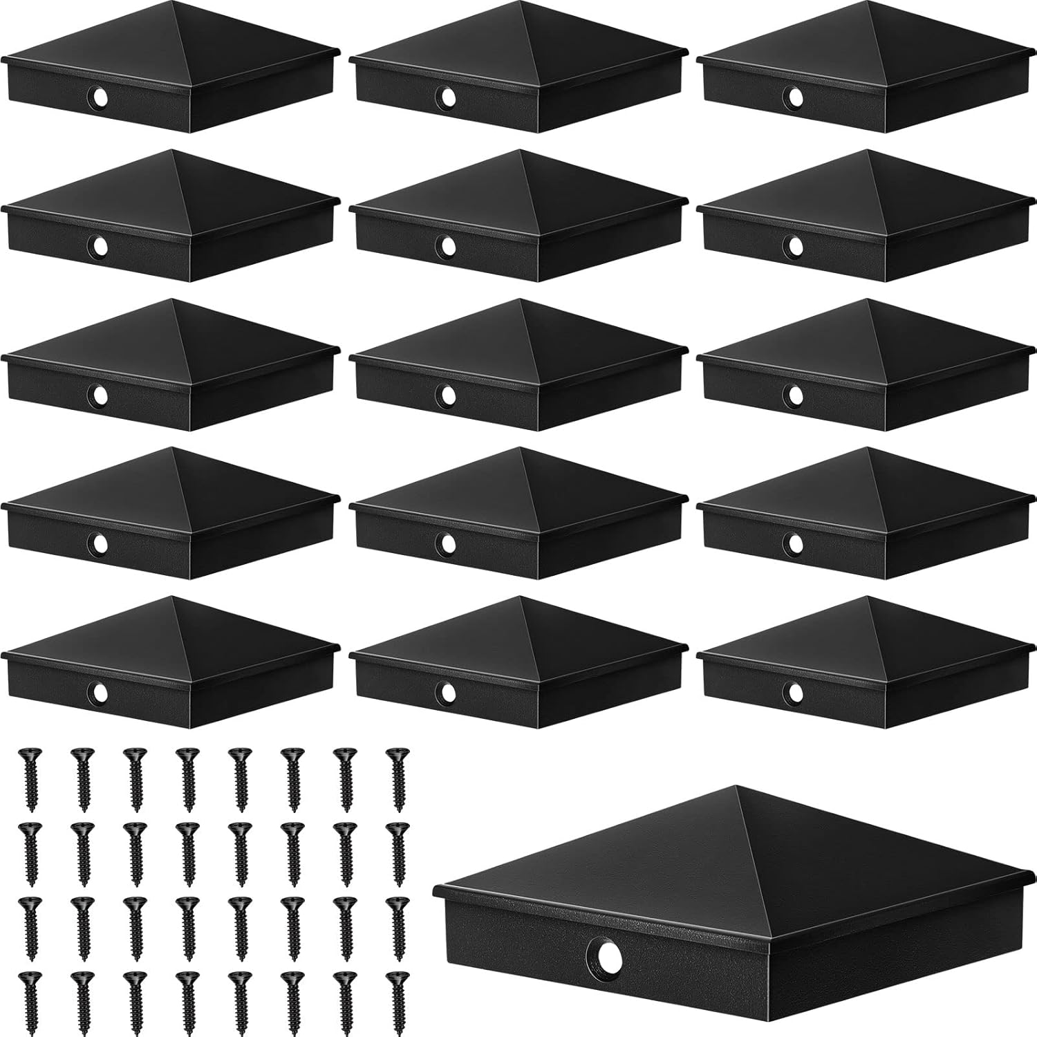 4 x 4 Aluminum Pyramid Post Caps Cover Black Fence Post Caps 4 x 4 Post