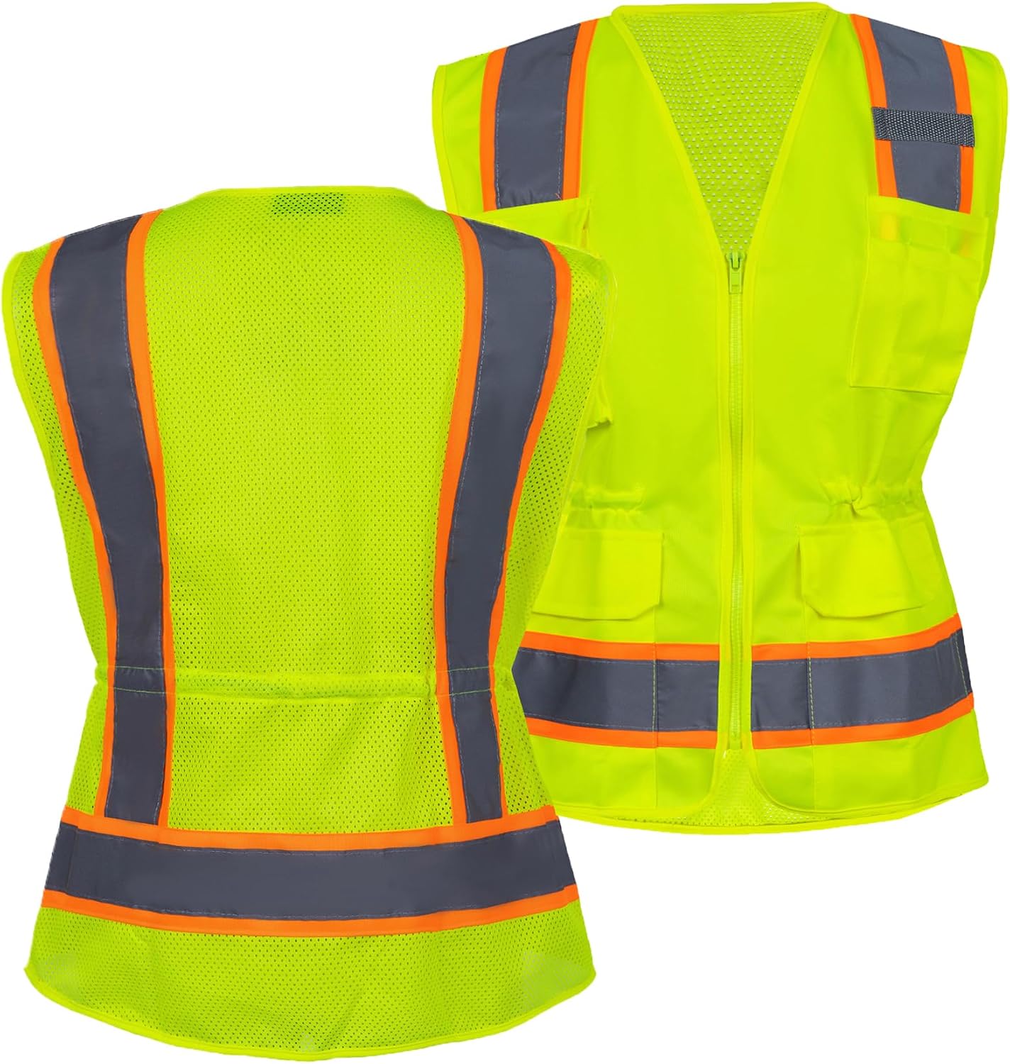Hi Vis Safety Vest for Women Reflective ANSI Class 2 High Visibility Work Construction Short Sleeve