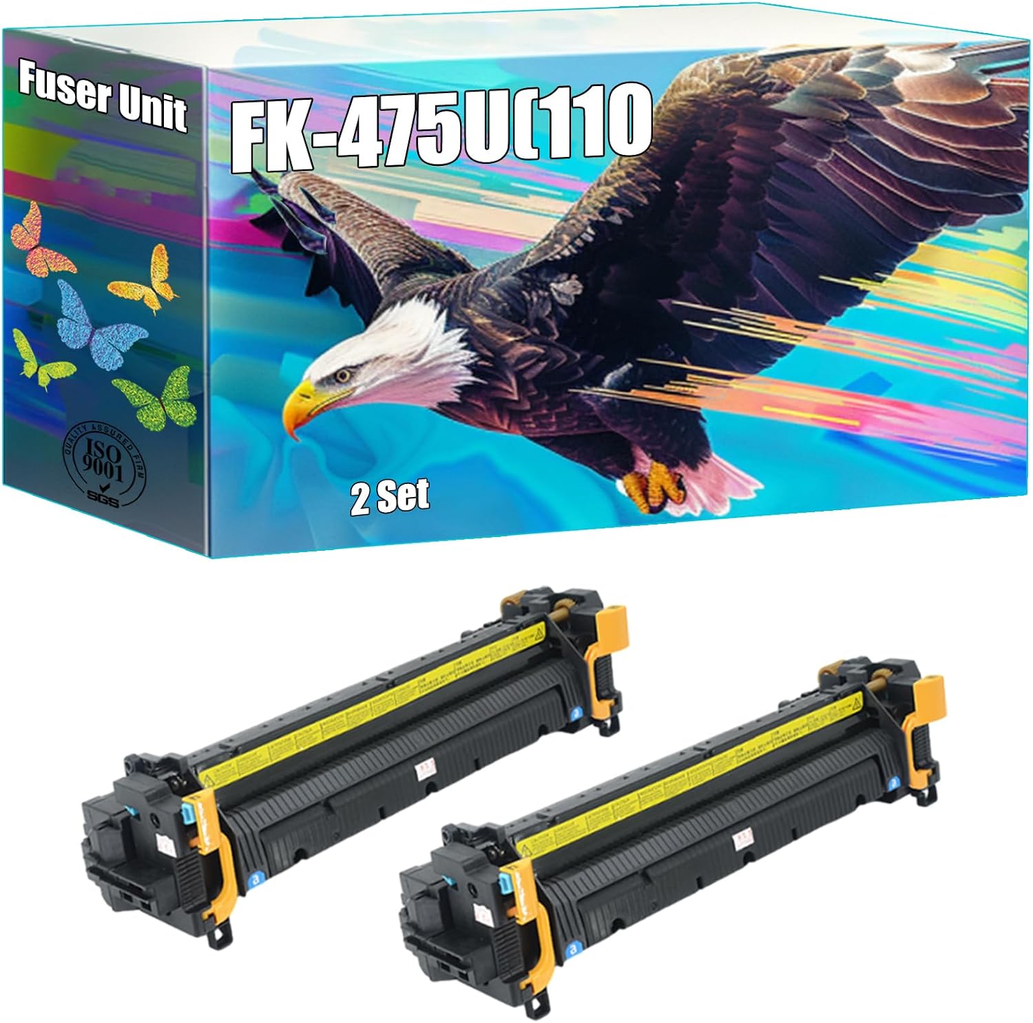 FK-475U(110V) Fuser Unit Compatible for Kyocera FS-6525MFP FS-6530MFP TASKalfa 255 TASKalfa 305 Printers, High Yield 400000 Pages, Bright Colors Clear Printing (2 Set)