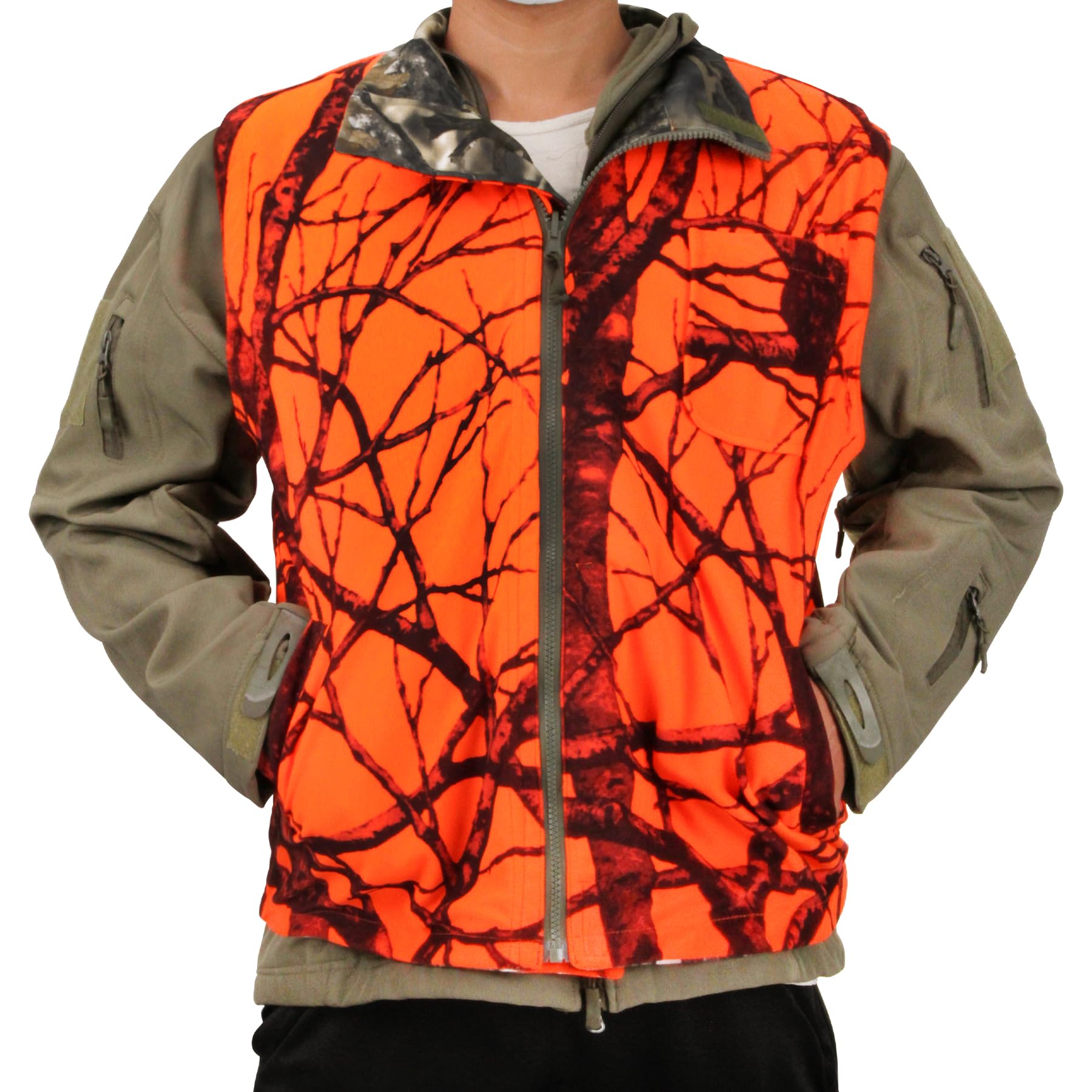 GUGULUZA Gilet da caccia arancione mimetico, per pesca, escursionismo, campeggio, alpinismo, taglia S-XL