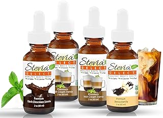Stevia Drops Dark Chocolate, Vanilla, & 2 Irish Cream Stevia Select Keto Sugar-Free Stevia Flavors Bundle (4) Pack