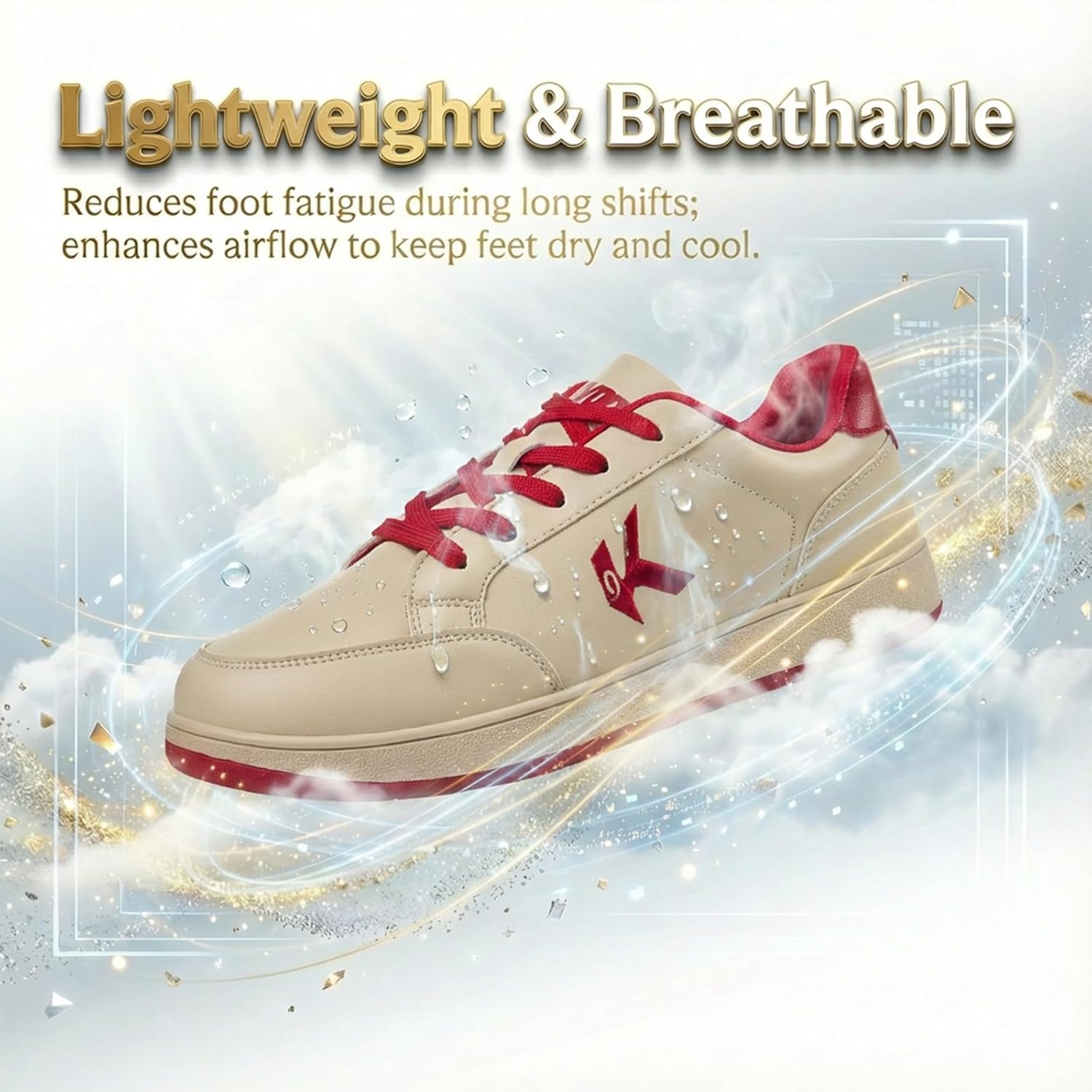 OKVOOT Women's Non Slip Water Resistant Casual Walking Work Sneakers Lightweight Comfortable Slip Resistant Shoes for Food Service Kitchen Nurse Restaurant Chefs - Image 6