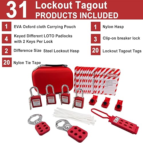 Miniatura 5 de Young Dance Kit de etiquetado de bloqueo eléctrico Loto  Kits de etiquetas de bloqueo eléctrico para cumplimiento OSHA  con candado de seguridad,