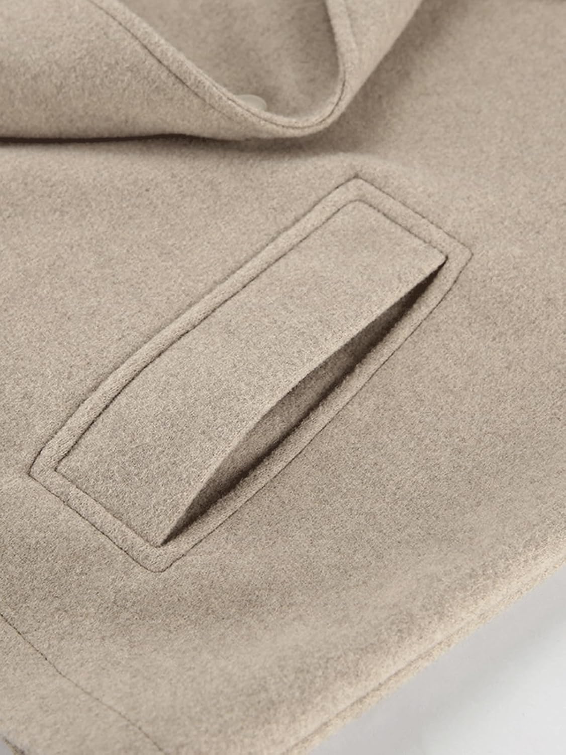 CHARTOU Womens Fall Thicken Tweed Jacket Double Breasted Lapel Collar Overcoat Wool Cropped Coffee Peacoat