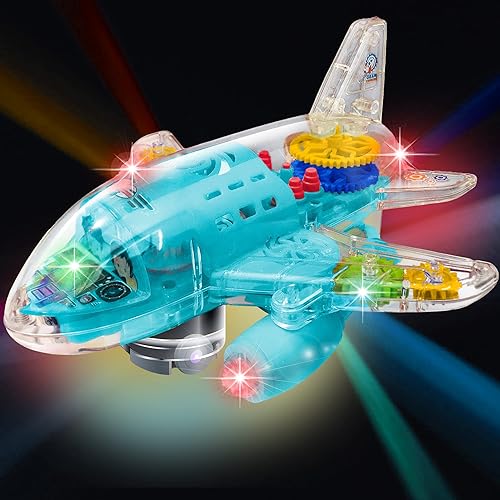 ArtCreativity Juguete de avión transparente iluminado para niños pequeños de 1 a 3 años, divertido juguete de avión para niños de 3 a 5 años, con