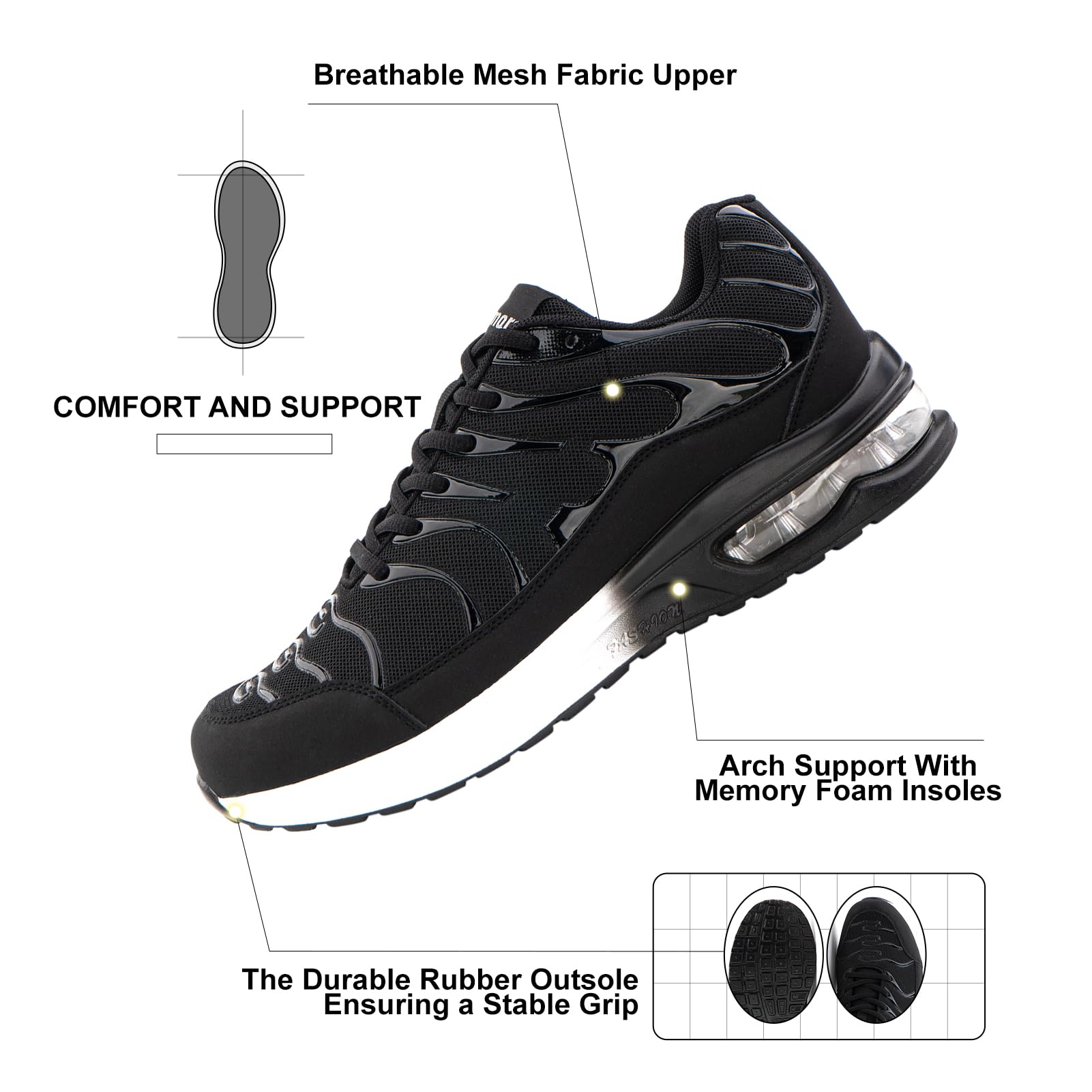 NEOKER Scarpe Running Uomo Donna Scarpe da Corsa Sneakers Scarpe Ginnastica Scarpe Trail Running Scarpe Sportive Platform Outdoor Nero Blu 36-48 EU