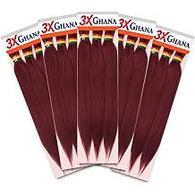 X-Pression 3X Ghana Braids 40" - 100% Kanekalon, Easy to Braid, KNOTLESS, Itch Free 5-PACK, LBG E613XG4-LBG5