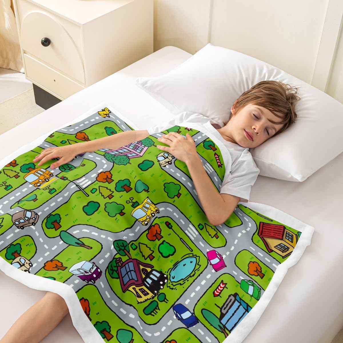 jejeloiu Baby Playing Car Fuzzy Blanket 30"x40" Boys Girls Gift